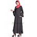 Umbrella abaya with embroidery patchwork- Grey